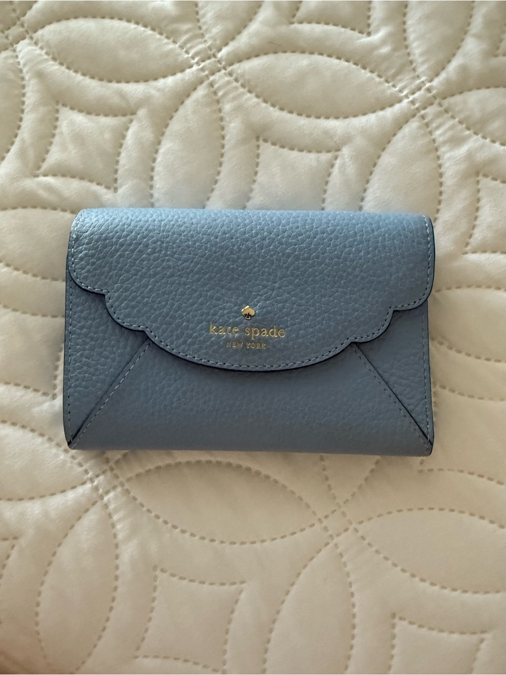 Kate Spade Scalloped Flap Leather Wallet - Light Blue